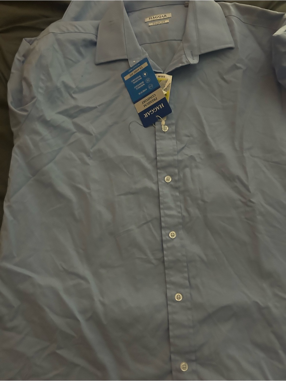 Haggar Men's Pale Blue Dress Shirt - Classic Point Collar